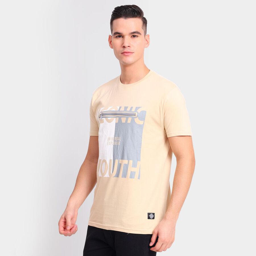 Men's 100% Cotton Round Neck Half Sleeves T-Shirt, गहरा पीला, large image number null