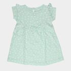 Infant Girls' Light Green Regular Fit Floral Printed Tiered Frock, Light Green, small