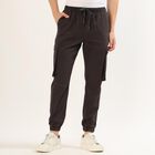 Men's Dark Brown Slim Fit Cargo Joggers, गहरा ग्रे, small image number null
