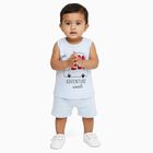 Infants Light Blue Cotton Round Neck Casual Vest, हल्का नीला, small