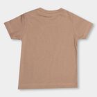 Infant Beige and Brown Cotton Round Neck T-Shirt, भूरा, small image number null
