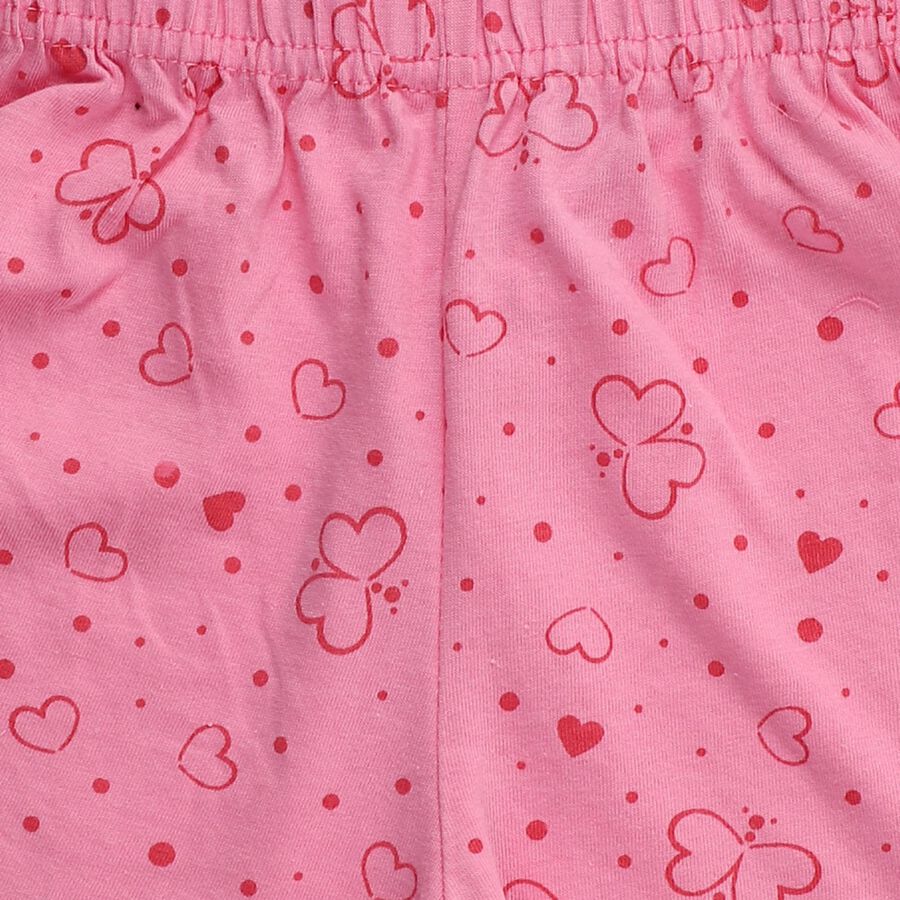 Girls' Pink Regular Fit Printed Shorts, हल्का गुलाबी, large
