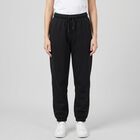 Women's Black Jogger Fit Solid Track Pants, काला, small