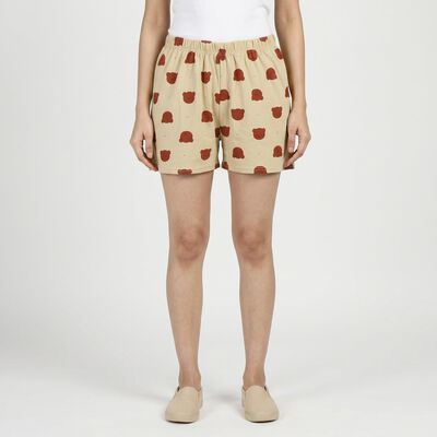 Women's Beige Regular Fit Casual Shorts