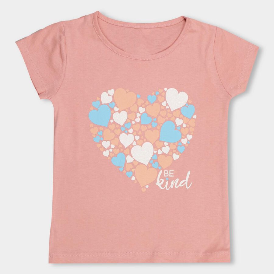 Girls' 100% Cotton T-Shirt , गुलाबी, large image number null