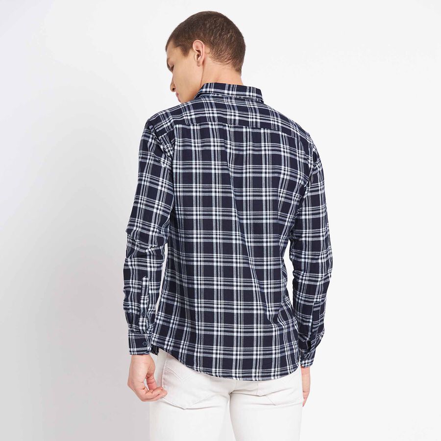 Cotton Checks Casual Shirt, Dark Blue, large image number null