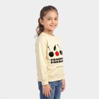 Girls' Cream Crew Neck Graphic Print Sweatshirt, ऑफ व्हाइट, small
