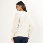 Women's Off White Crew Neck Casual Pullover, ऑफ व्हाइट, small image number null