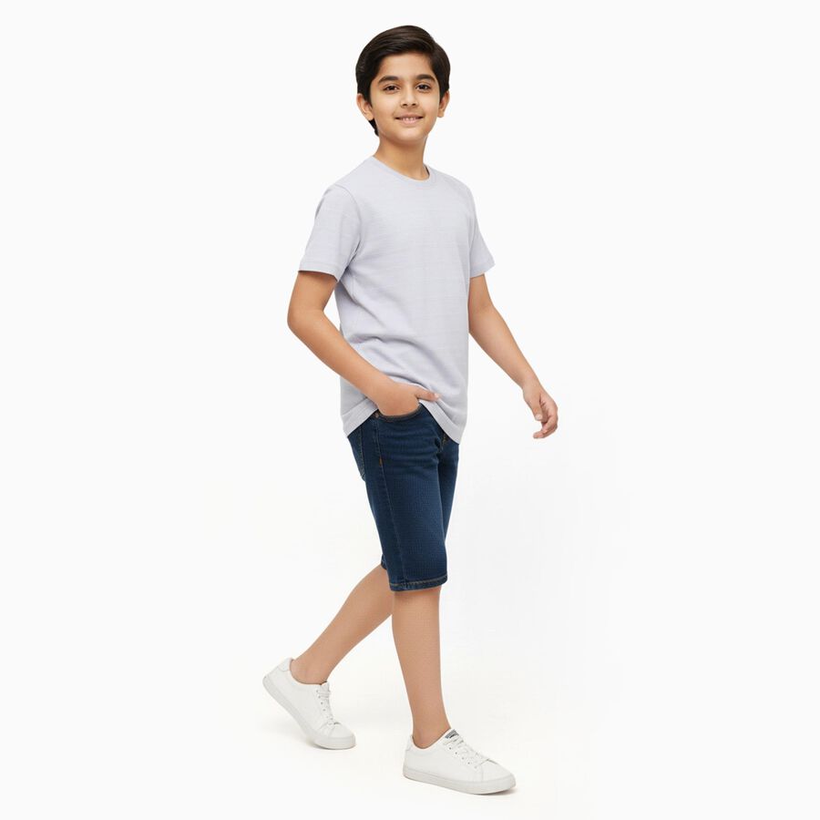 Boys Light Blue Crew Neck Casual T-Shirt, Light Blue, large image number null