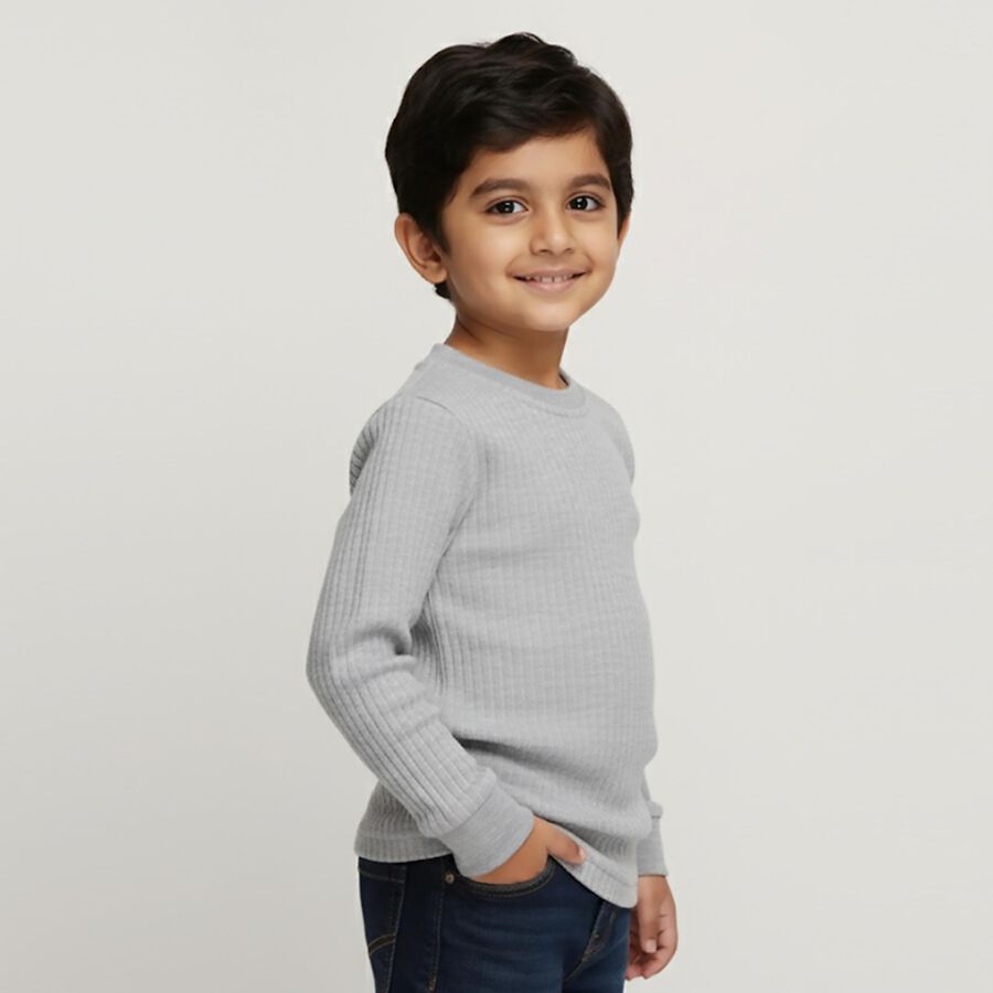 Boys' Thermal Upper, Melange Light Grey, large image number null