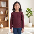 Girls' Maroon Long Sleeve Thermal, वाइन, small