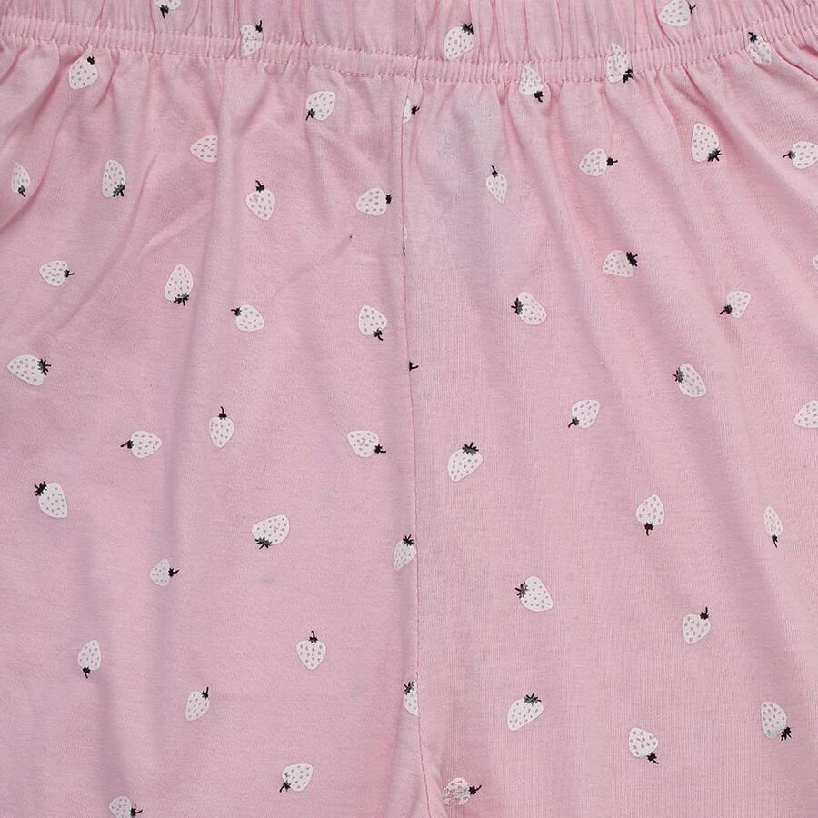 Girls' Cotton Blend Minimalist Pyjama, हल्का गुलाबी, large