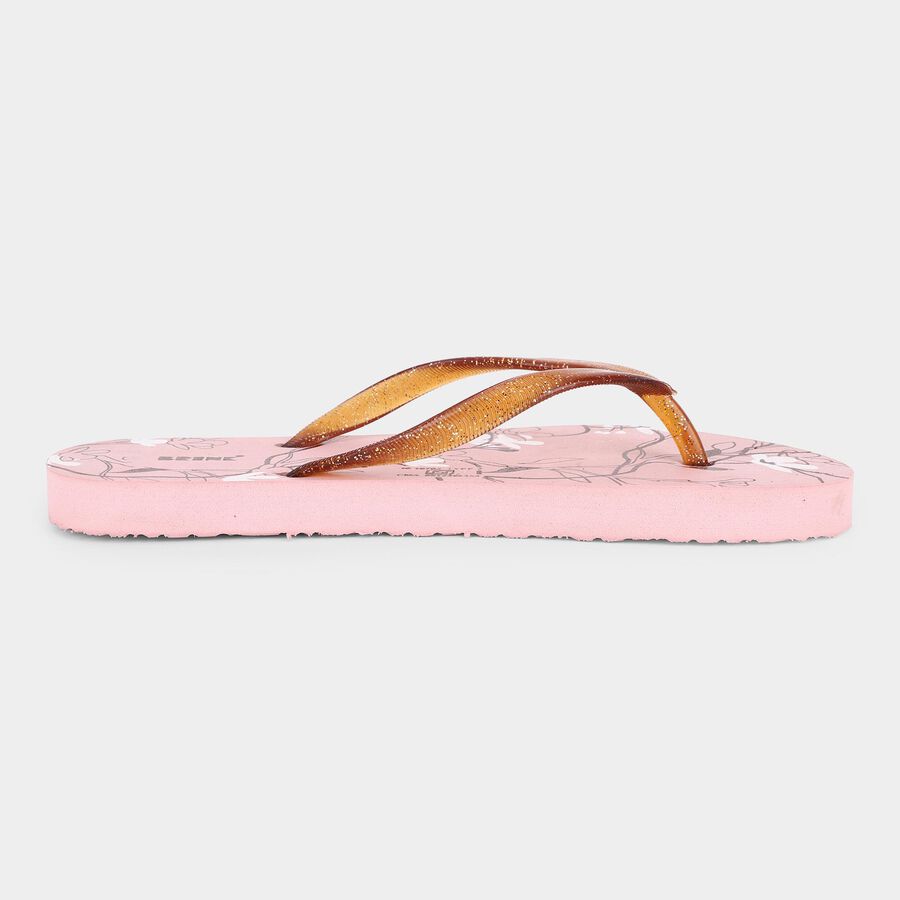 Women's Soft Pastel Pink Floral Flip Flops, गुलाबी, large