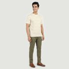 Men's Cream Round Neck Regular T-Shirt, ऑफ व्हाइट, small