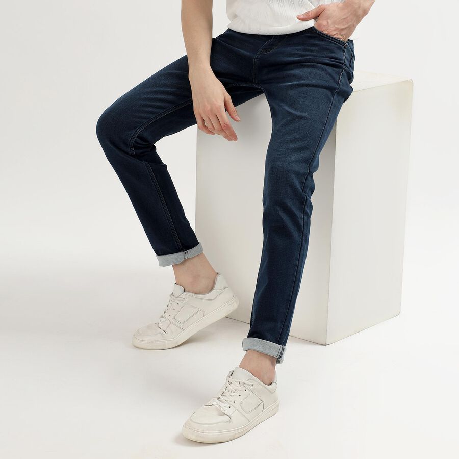 Men's Slim Fit Jeans, गहरा नीला, large image number null