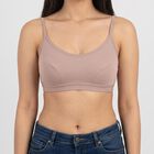 Women's Brown Scoop Neck Bralette Bra, भूरा, small