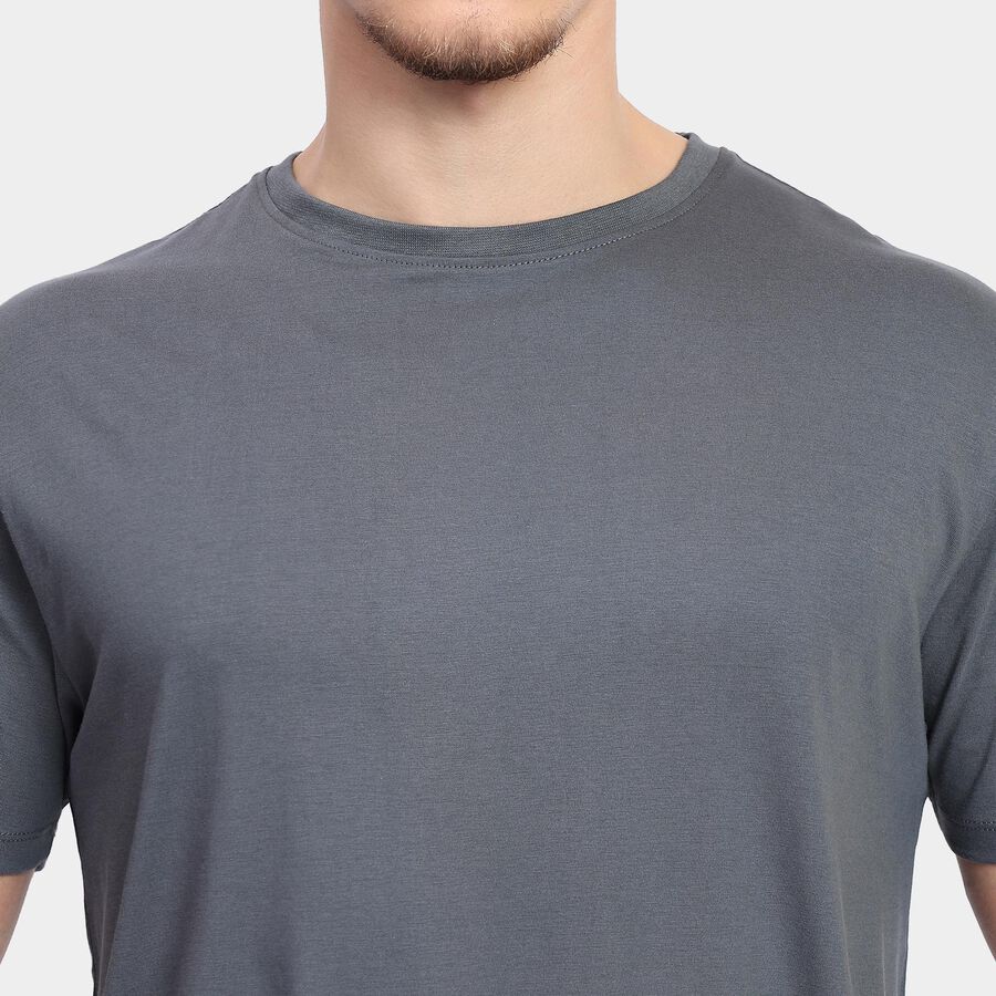 Men's 100% Cotton Round Neck Half Sleeves T-Shirt, Mid Blue, large image number null