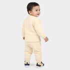 Infants' Beige Round Neck Lion Applique Baba Suit, गहरा पीला, small