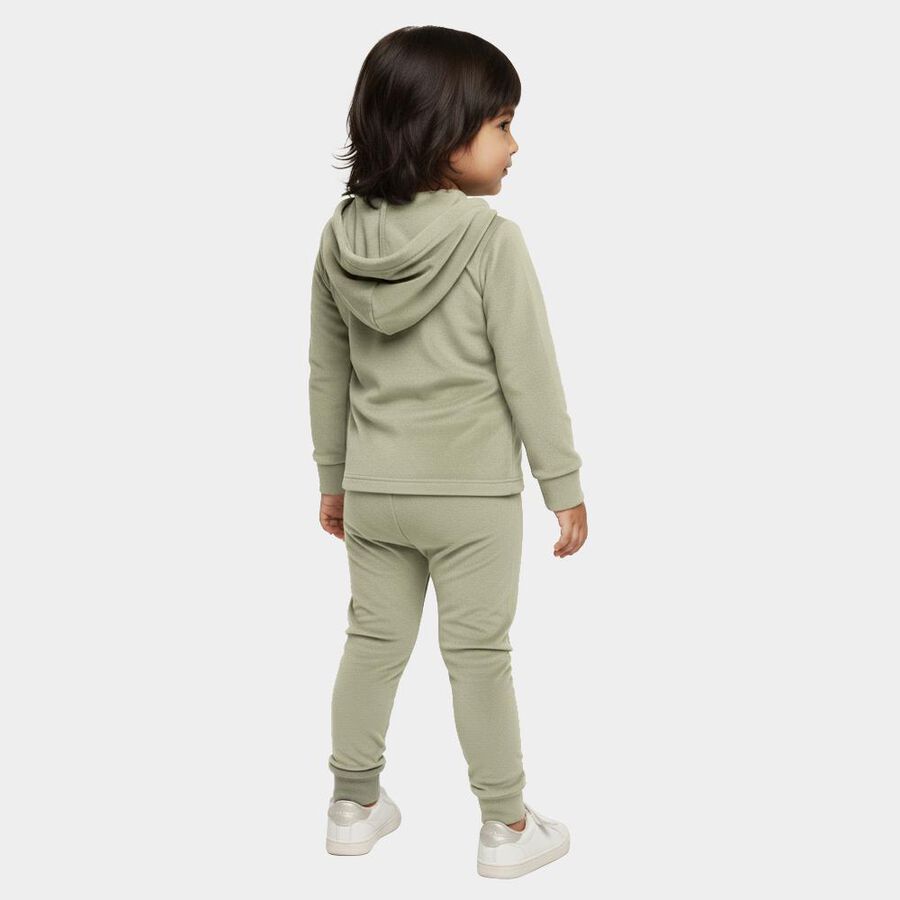 Girls Muted Sage Green Zip-Up Hoodie Casual Hipster Set, Light Green, large image number null