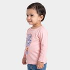 Infants Pink Cotton Round Neck Regular T-Shirt, गुलाबी, small