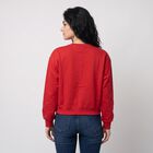 Women Fuchsia Crew Neck Graphic Print Sweatshirt, रानी (फ्यूशिया), small