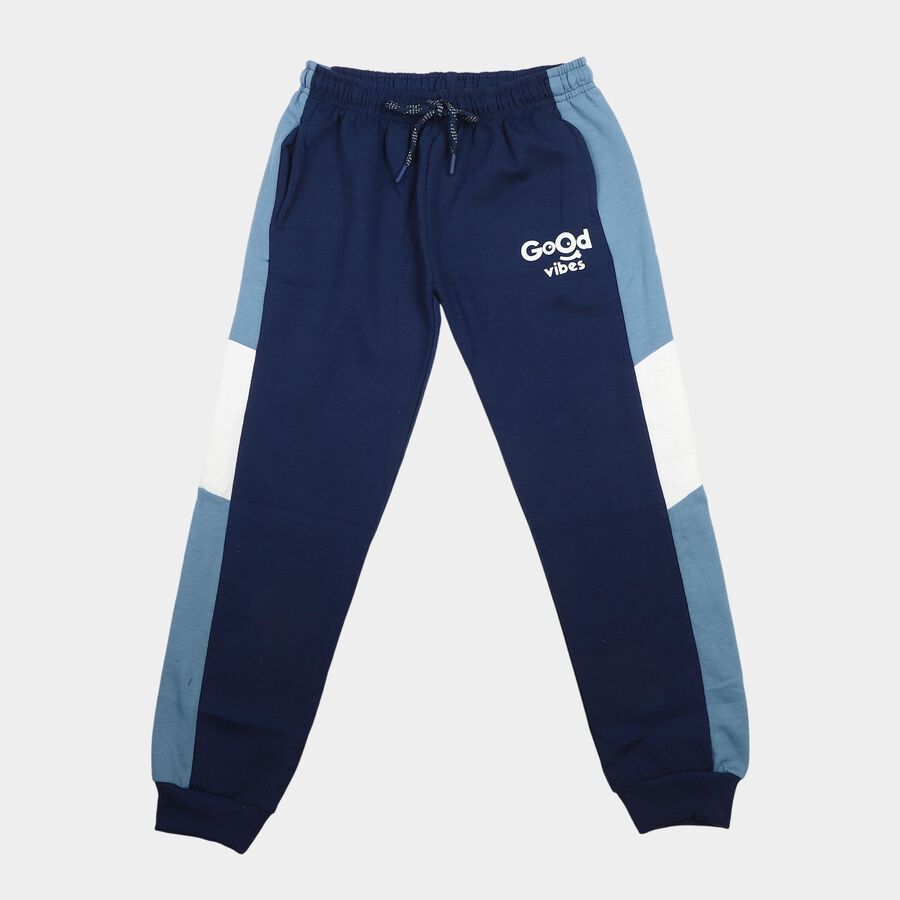 Boys' Navy Blue Jogger Graphic Printed Winter Pyjama, Navy Blue, large