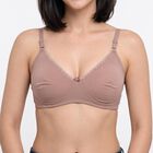 Women's Brown Cotton Blend V-Neck Bralette Bra, Brown, small
