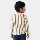 Boys White Crew Neck Regular Striped T-Shirt, White, small