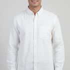 Men's White Cotton Spread Collar Classic Casual Shirt, White, small