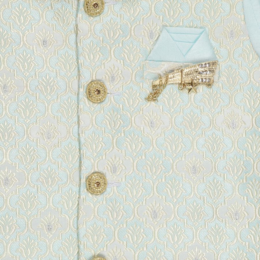 Boys' Mandarin Collar Kurta Pyjama, Light Blue, large image number null