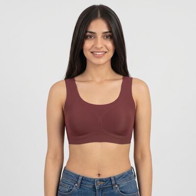 Women's Wine Scoop Neck Sports Bra