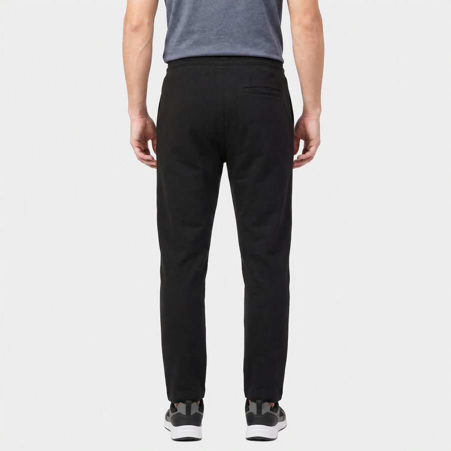 Men's Black Straight Fit Solid Track Pants, काला, large