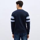 Men's Deep Midnight Navy Crew Neck Casual Sweatshirt, Navy Blue, small image number null