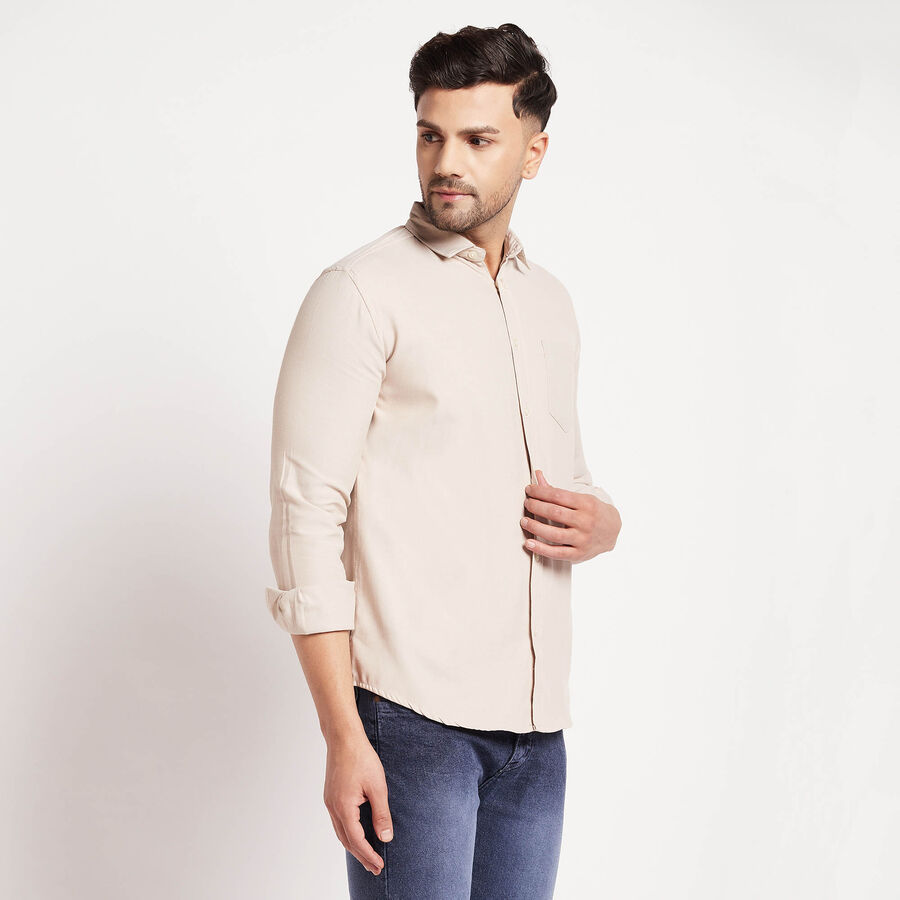 Solid Casual Shirt, Beige, large image number null
