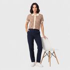 Women's Brown Cotton Polo Neck Crop Top, Brown, small
