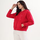 Women's Bright Pink Hooded Neck Casual Sweatshirt, गुलाबी, small image number null