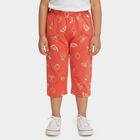 Girls' Orange Regular Fit Printed Capri, Coral, small