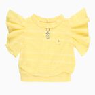 Girls Bright Yellow Round Neck Casual T-Shirt, Yellow, small image number null