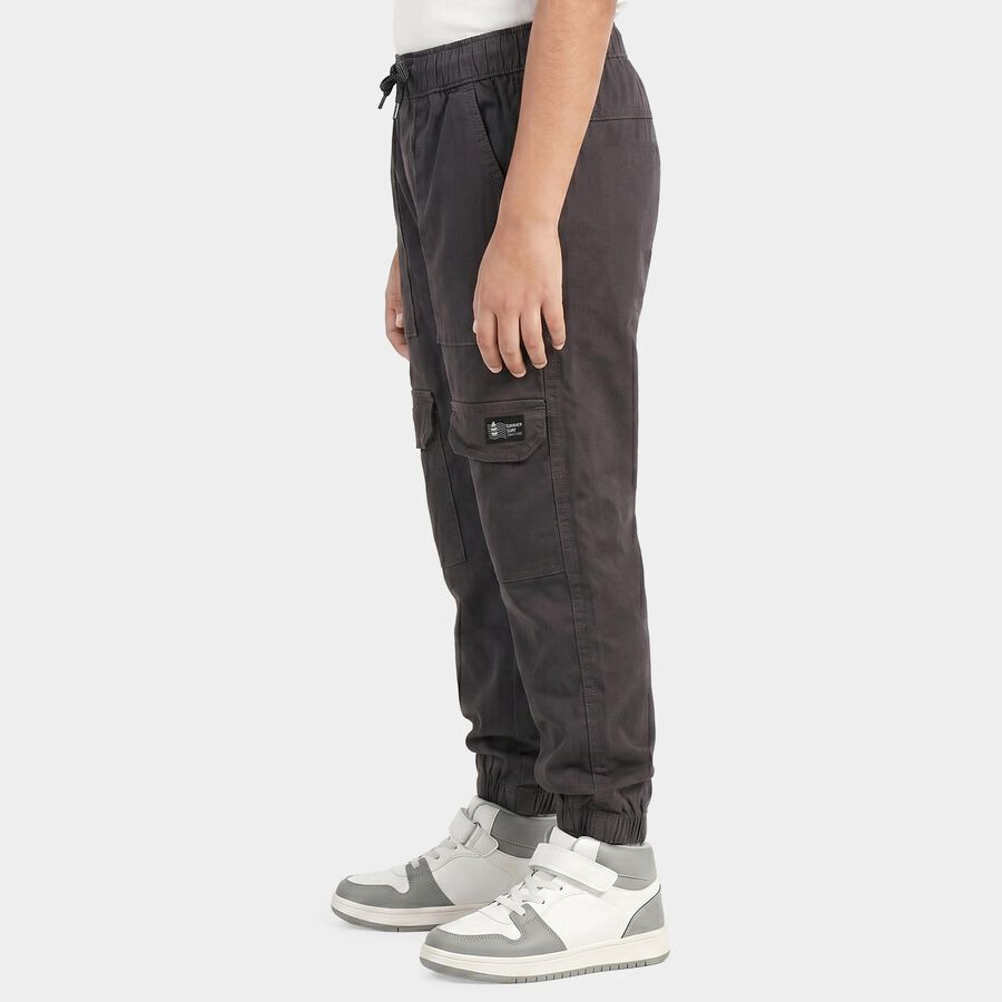 Boys' Dark Grey Regular Fit Cargo Jogger Trousers, गहरा ग्रे, large
