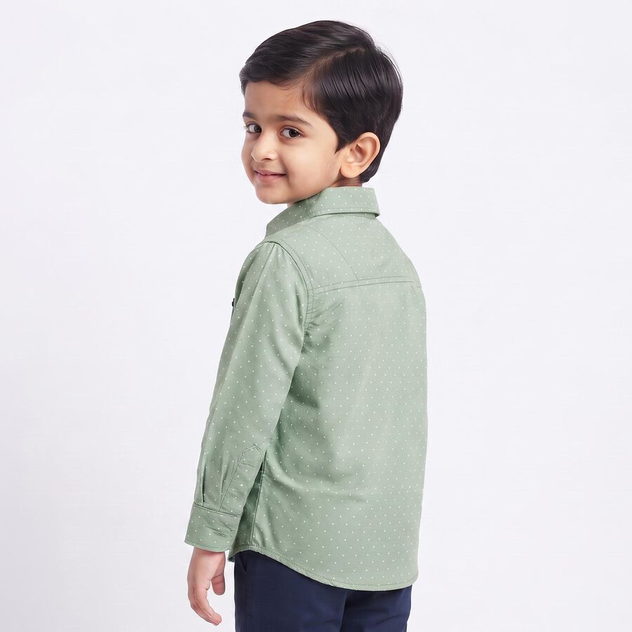 Boys Green Cotton Casual Shirt, Light Green, large