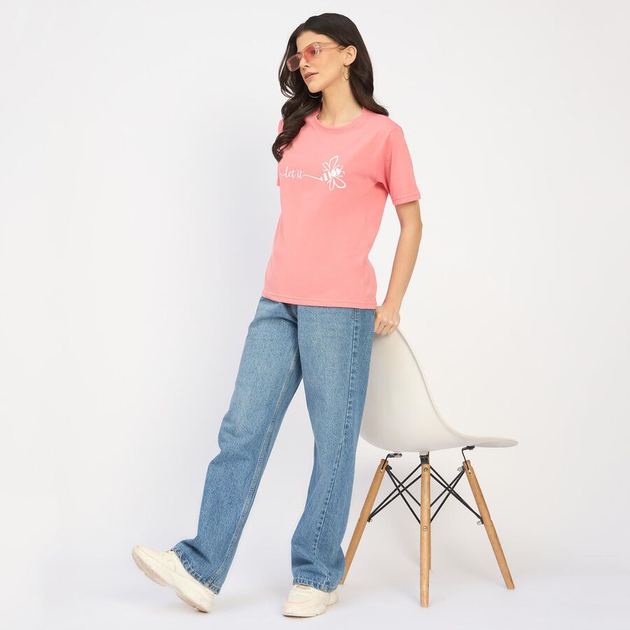 Ladies' Round Neck T-Shirt , Pink, large image number null