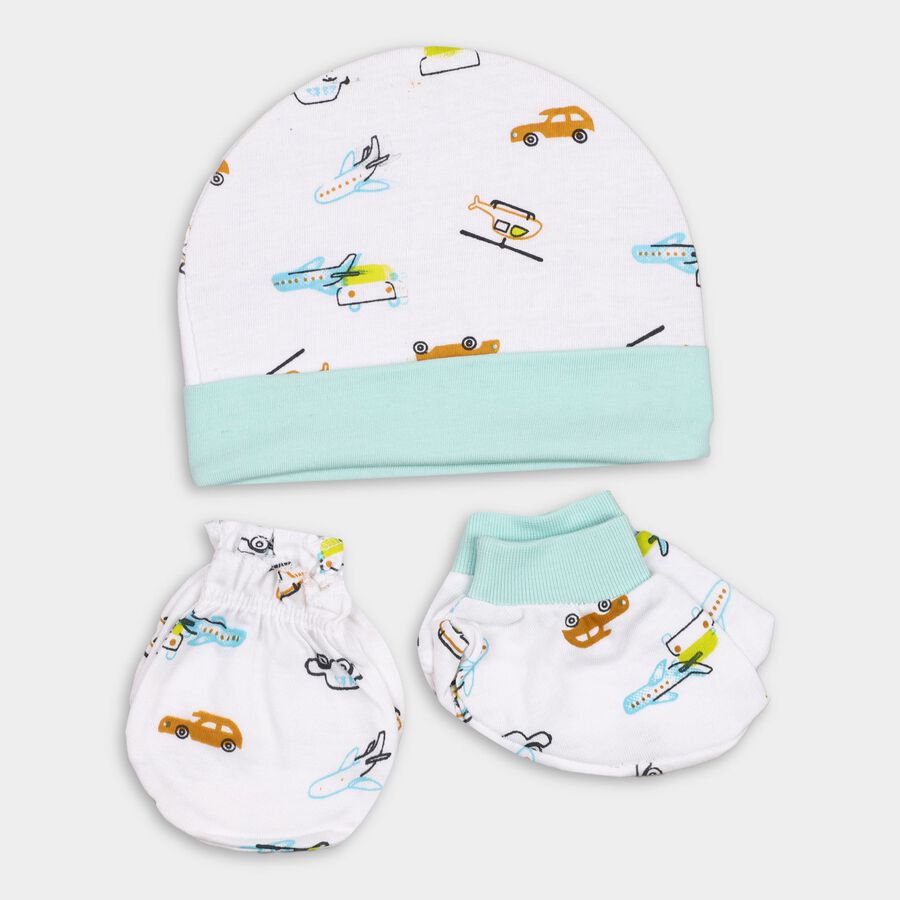 Infants' Cotton Gift Set (Cap, Mittens, Booties), White, large