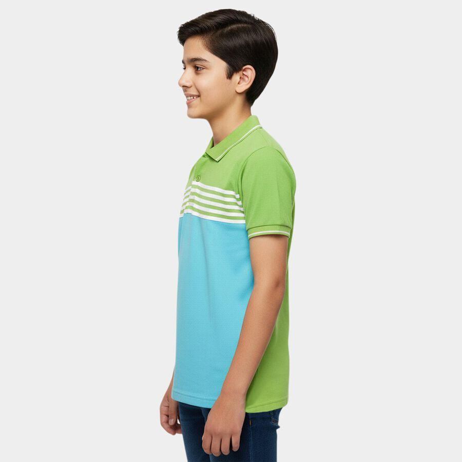 Boys' Light Green Cotton Round Neck Casual Half Sleeves T-Shirt, Light Green, large