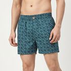 Men's Teal Relaxed Fit Printed Boxers, Teal Blue, small