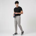 Men's Grey Slim Fit Logo Print Track Pants, Light Grey, small