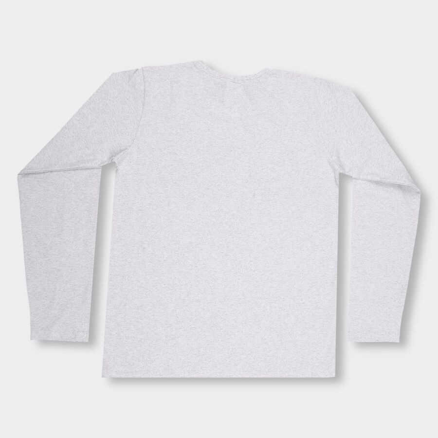 Boys' Light Grey Round Neck Casual T-Shirt, एक्रू मिश्रित, large image number null