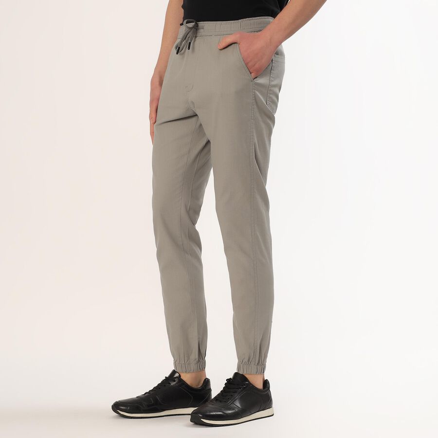 Men's Light Grey Slim Fit Jogger Trousers, हल्का ग्रे, large