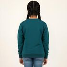 Girls Teal Green Crew Neck Casual Sweatshirt, गहरा हरा, small image number null