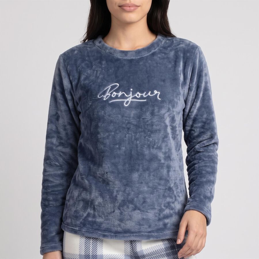 Women's Blue Straight Fit Checked Pyjama, Mid Blue, large
