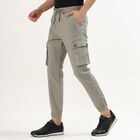 Men's Light Sage Green Slim Fit Cargo Trousers, हल्का ग्रे, small image number null